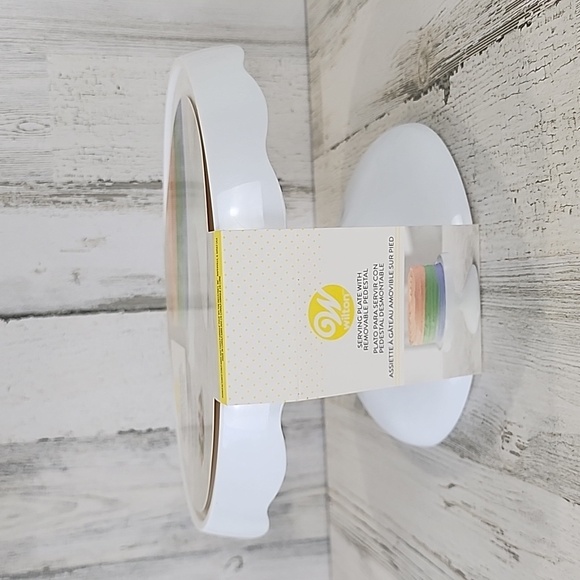 Wilton cake white serving plate removable pedestal fits Wilton 10" boards NEW - Picture 3 of 6